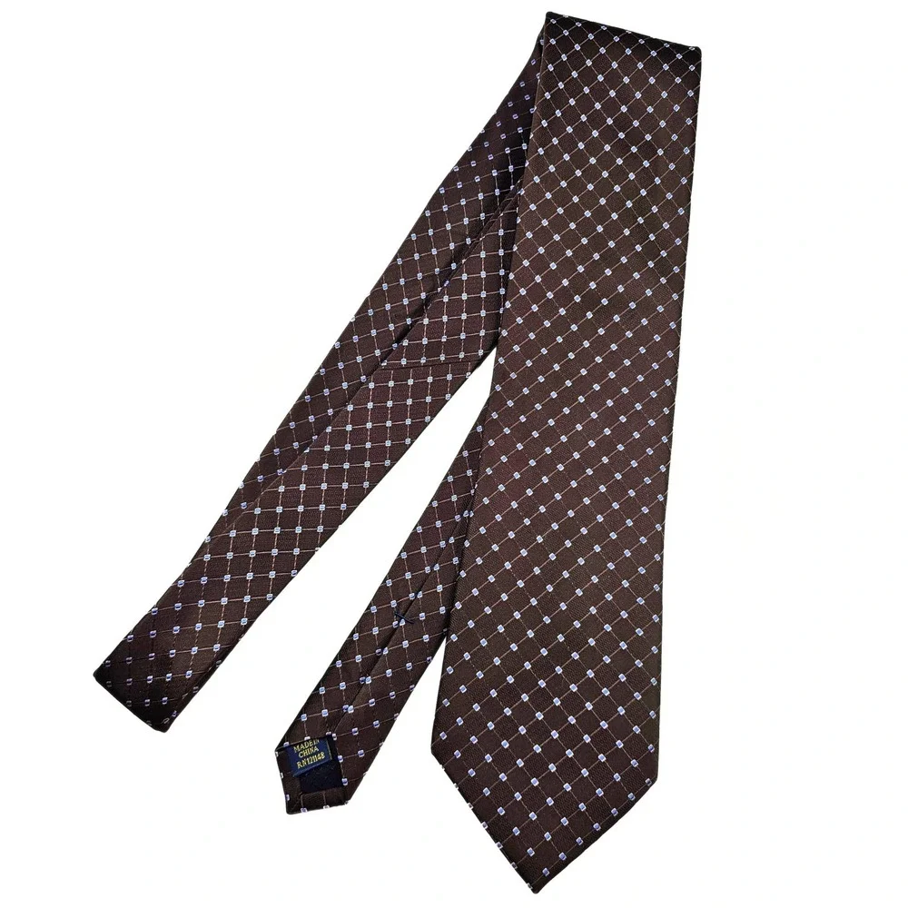 Club‎ Room Brown Diamond Grid Pattern Necktie Classic Men's Tie